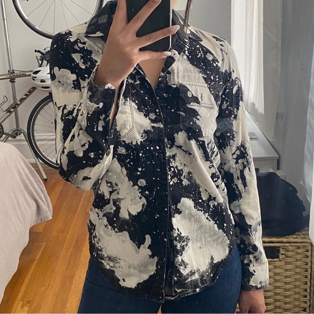 Mother Denim paint splatter button down shirt